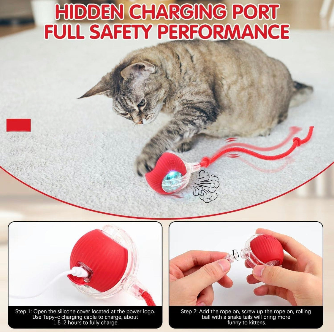 Jouet interactif intelligent – Boule roulante avec queue imitant une souris