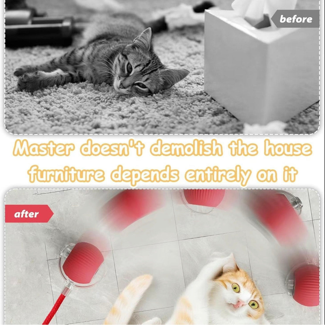 Jouet interactif intelligent – Boule roulante avec queue imitant une souris